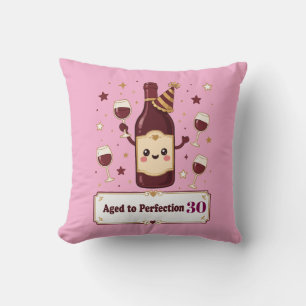 Customisable Aged to Perfection Cute Wine Birthday Cushion