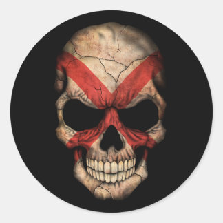 Customisable Alabama Flag Skull Classic Round Sticker