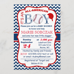 Customisable All Amer Bball Baby Shower Invitation
