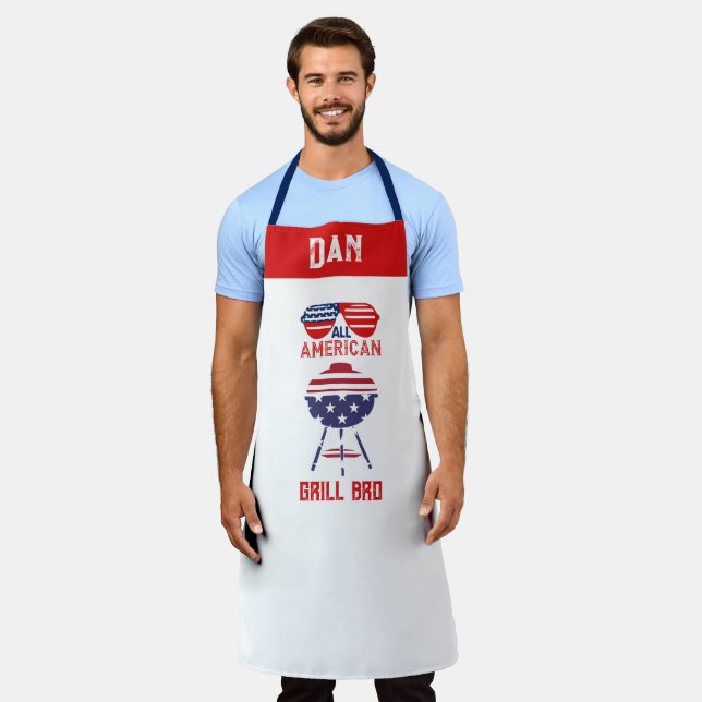 Customisable All American Grill Bro Patriotic Chef Apron (Worn)