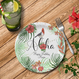 Customisable Aloha Tropical Birthday Party  Paper Plate