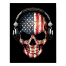 Customisable American Dj Skull with Headphones