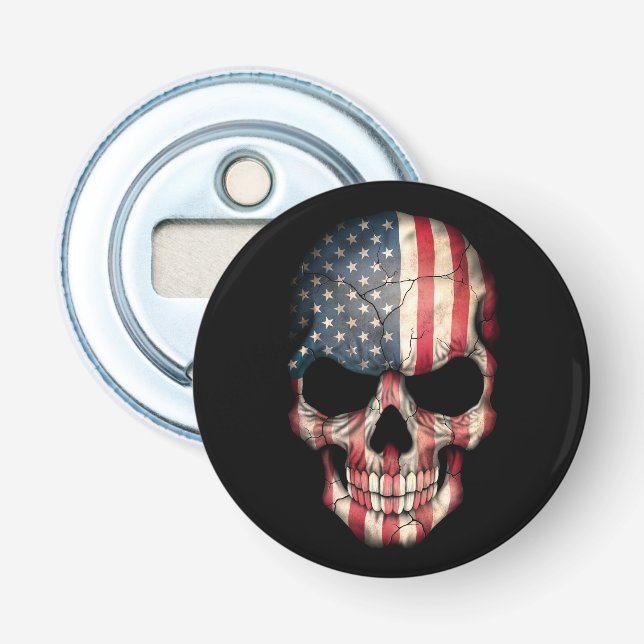 Customisable American Flag Skull Bottle Opener (Front)