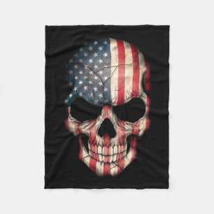 Customisable American Flag Skull Fleece Blanket