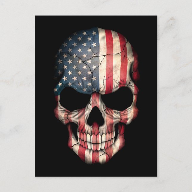 Customisable American Flag Skull Postcard (Front)