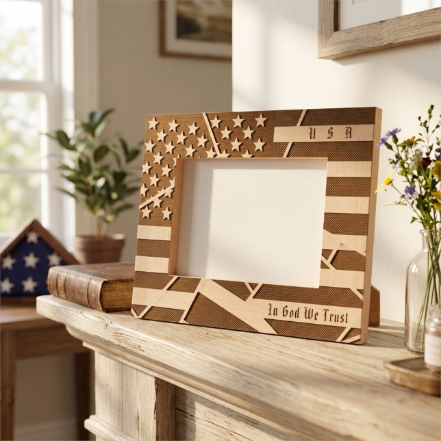 Customisable American Flag, USA Motto Modern Art Etched Frames (Creator Uploaded)