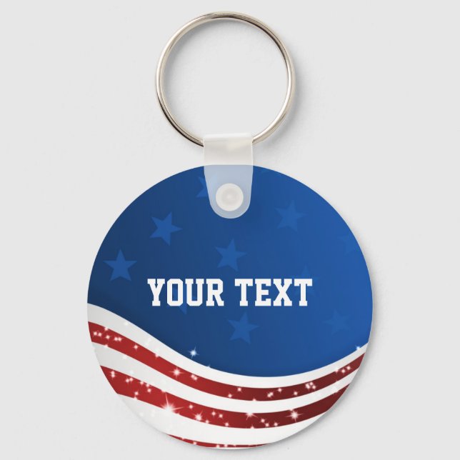 Customisable American theme stars & stripes Key Ring (Front)