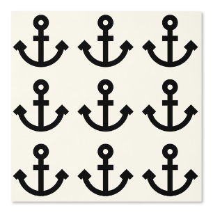 Customisable Anchor Icon Pattern over Floral White Wallpaper