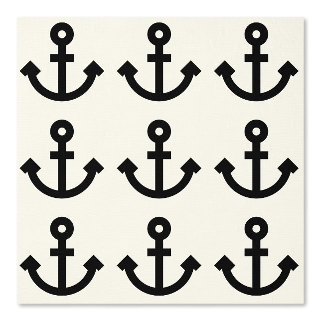 Customisable Anchor Icon Pattern over Floral White Wallpaper (Front)