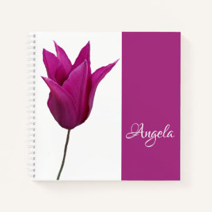 Customisable Angela name pretty pink tulip floral Notebook
