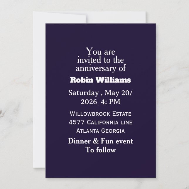 Customisable Anniversary Invitation | Editable  (Front)