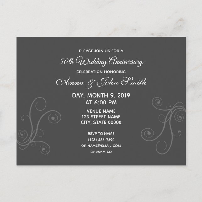 Customisable anniversary invitation minimal postcard (Front)
