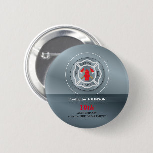 Customisable, Anniversary with Fire Department 6 Cm Round Badge