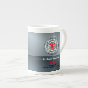 Customisable, Anniversary with Fire Department Bone China Mug
