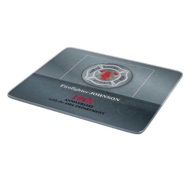 Customisable, Anniversary with Fire Department Cutting Board (Corner)
