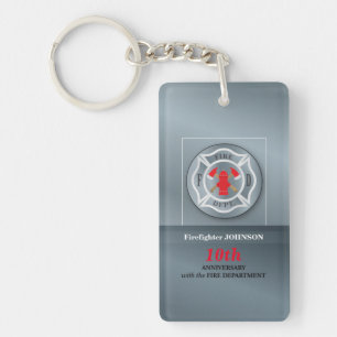 Customisable, Anniversary with Fire Department Key Ring