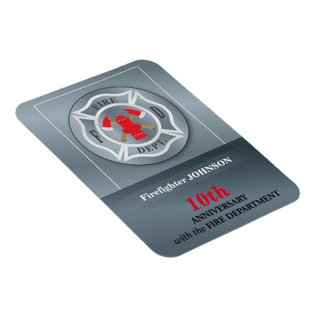 Customisable, Anniversary with Fire Department Magnet (Right Side)