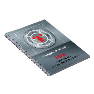 Customisable, Anniversary with Fire Department Notebook