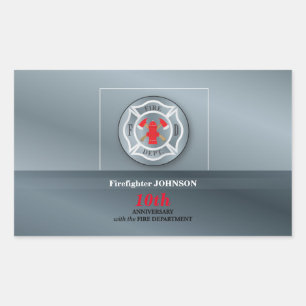 Customisable, Anniversary with Fire Department Rectangular Sticker