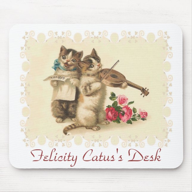 Customisable Anthropomorphic Musical Kittens Mouse Pad (Front)