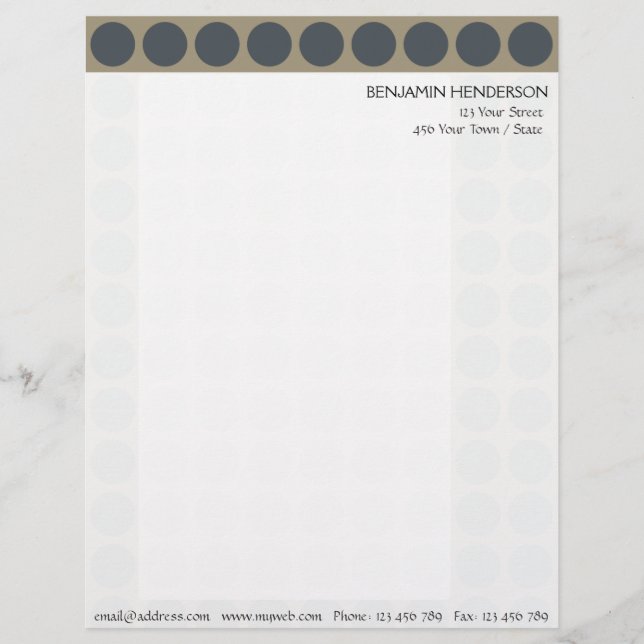 Customisable any Colour Polka Dots Pattern on Latt Personalised Letterhead (Front)