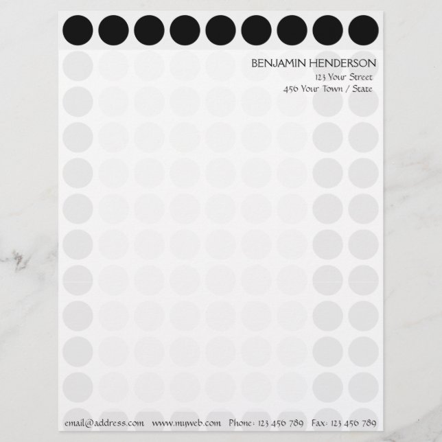 Customisable any Colour Polka Dots Pattern on Whit Letterhead Template (Front)