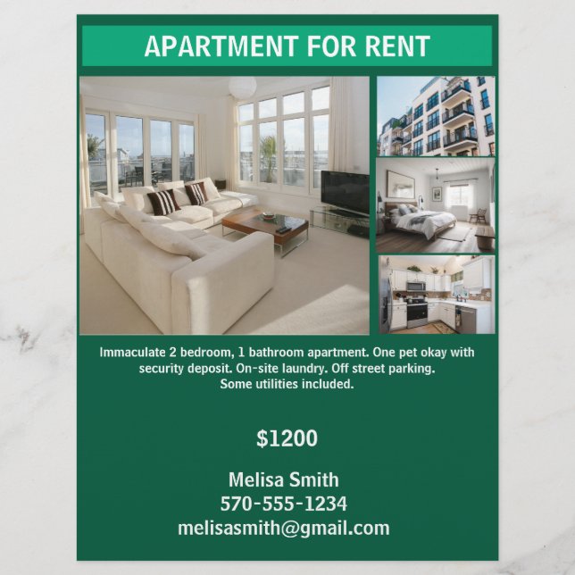 Customisable Apartment for Rent Flyer (Front)