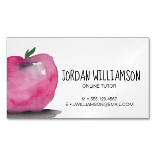 Customisable Apple Watercolor Online tutor Magnetic Business Card