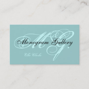 Customisable Aqua Black Monogram Business Card
