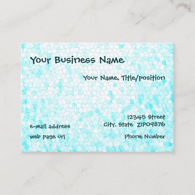 Customisable Aqua Mosaic Chubby Business Cards (Front)
