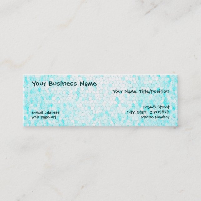 Customisable Aqua Mosaic Skinny Business Cards (Front)