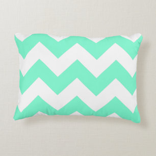 Customisable Aquamarine Zigzag Pattern Decorative Cushion