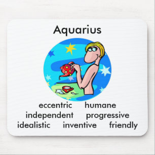Customisable Aquarius traits Cute Cartoon Zodiac Mouse Pad