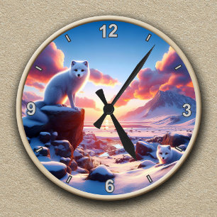 Customisable Arctic Fox Winter Landscape Clock