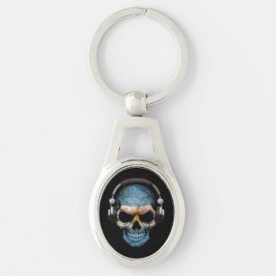 Customisable Argentine Dj Skull with Headphones Key Ring