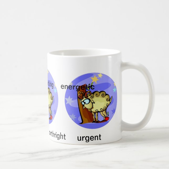 Customisable Aries traits Cute Cartoon Zodiac Coffee Mug (Right)