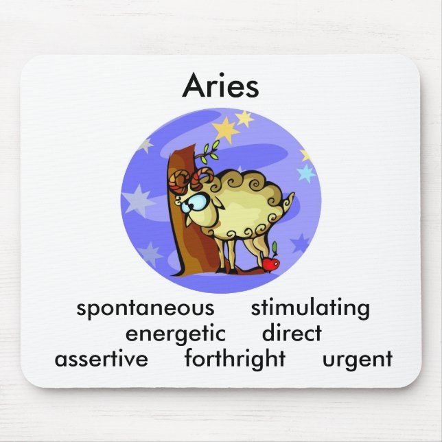 Customisable Aries traits Cute Cartoon Zodiac Mouse Pad (Front)