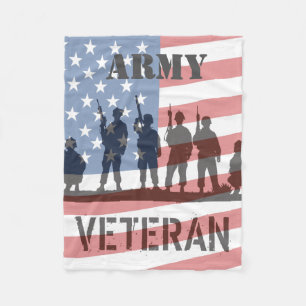 Customisable Army Veteran with Flag Fleece Blanket