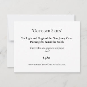 Customisable Art Exhibition Display Cards Labels