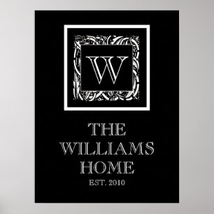Customisable Art NouveauFamily Wall Print in Black