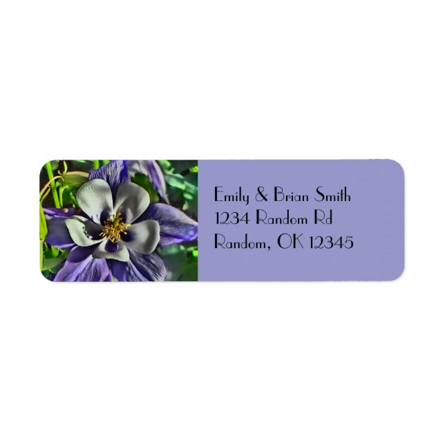 Customisable artistic columbine flower labels (Front)