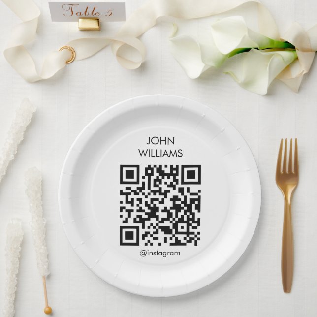 Customisable Artist's Exhibition Opening QR Code Paper Plate (Wedding)