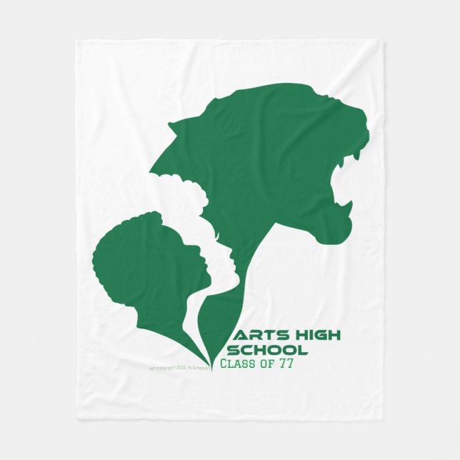Customisable Arts High School Green Silhouettes Fleece Blanket (Front)