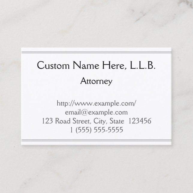 Customisable Attorney Business Card (Front)