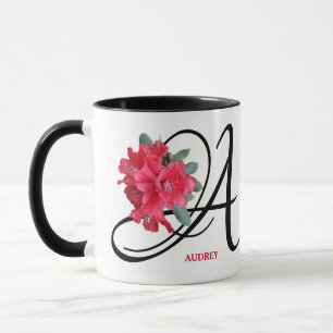 Customisable Audrey name red flowers trendy boho  Mug