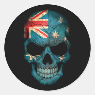 Customisable Australian Flag Skull Classic Round Sticker