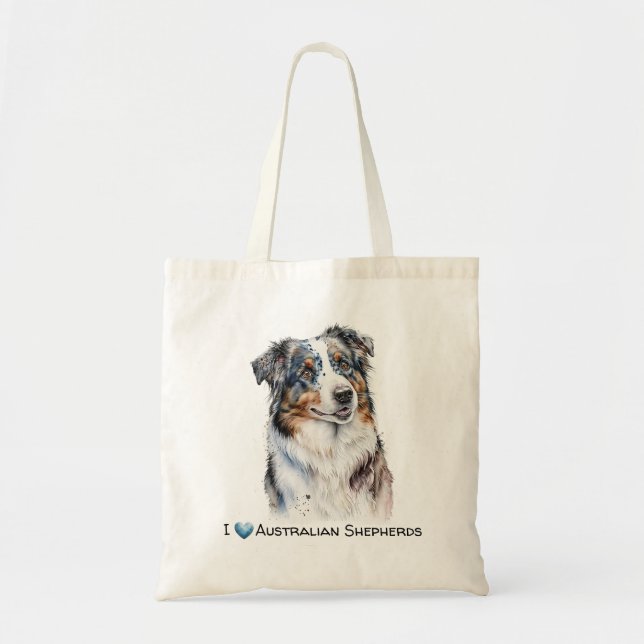 Customisable Australian Shepherd canvas tote Bag (Front)