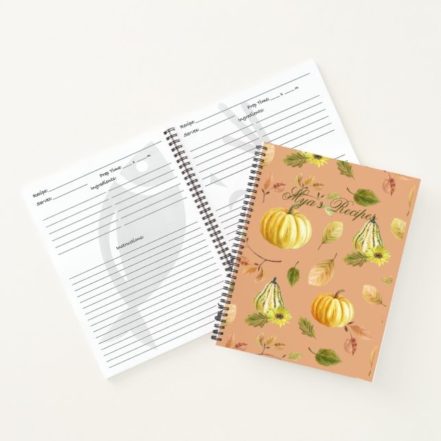 Customisable Autumn Gourds Recipe Book (Inside)