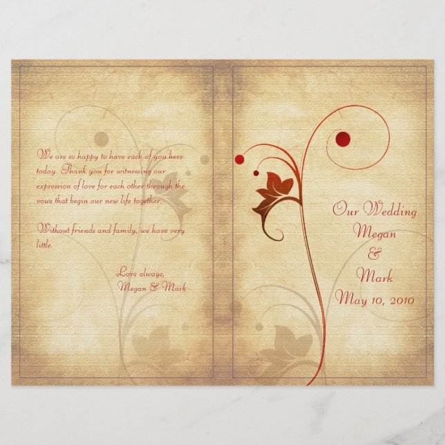 Customisable Autumn Wedding Program (Front)