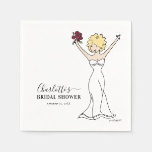 Customisable Avatar Bridal Shower   Curly Hair Napkin